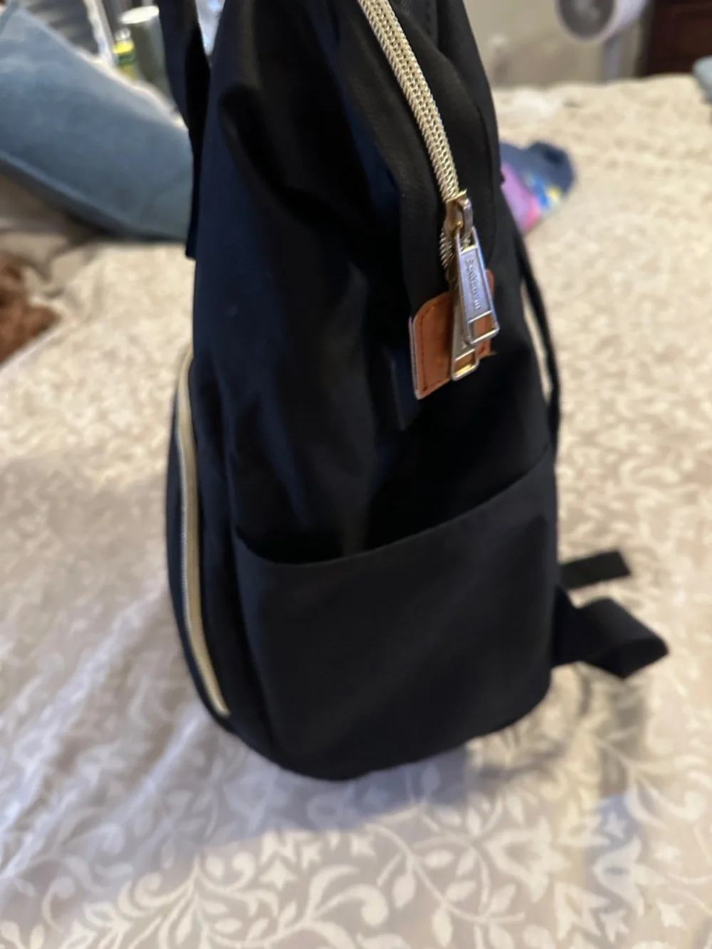 sowaovut Black backpack with Tan Trim Label